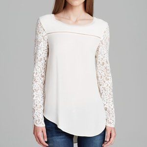 Rebecca Taylor Pink Lace Sleeve Top
